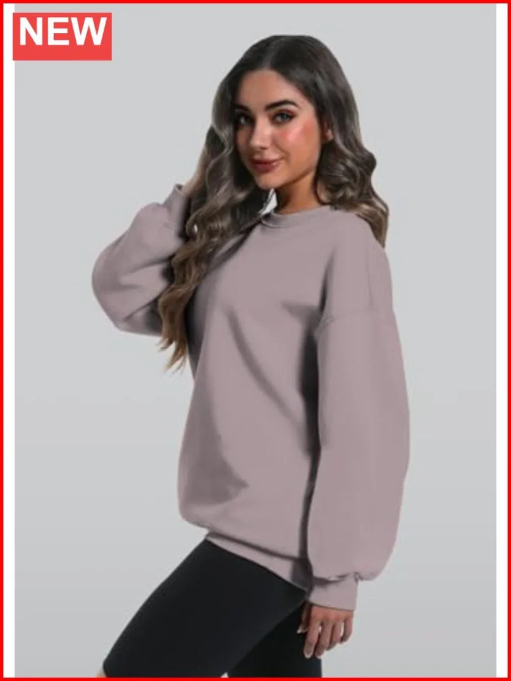 Oversized Crewneck Sweatshirt 2 Pack Cotton Polyester Pullover Long Sleeve